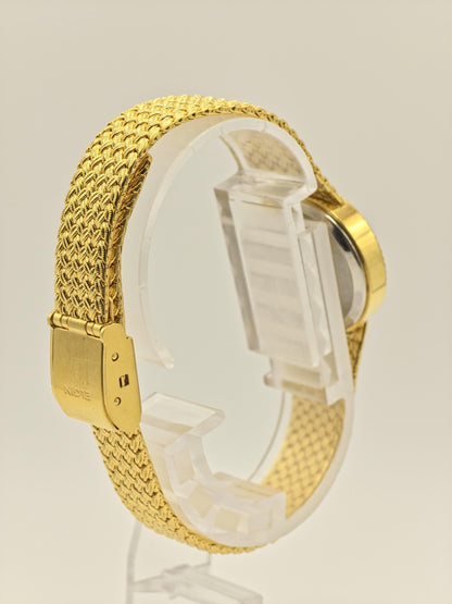 Elgin FK279 Gold Tone Ladies Quartz Watch – Textured Bracelet, Diamond-Style Markers, Swiss Made