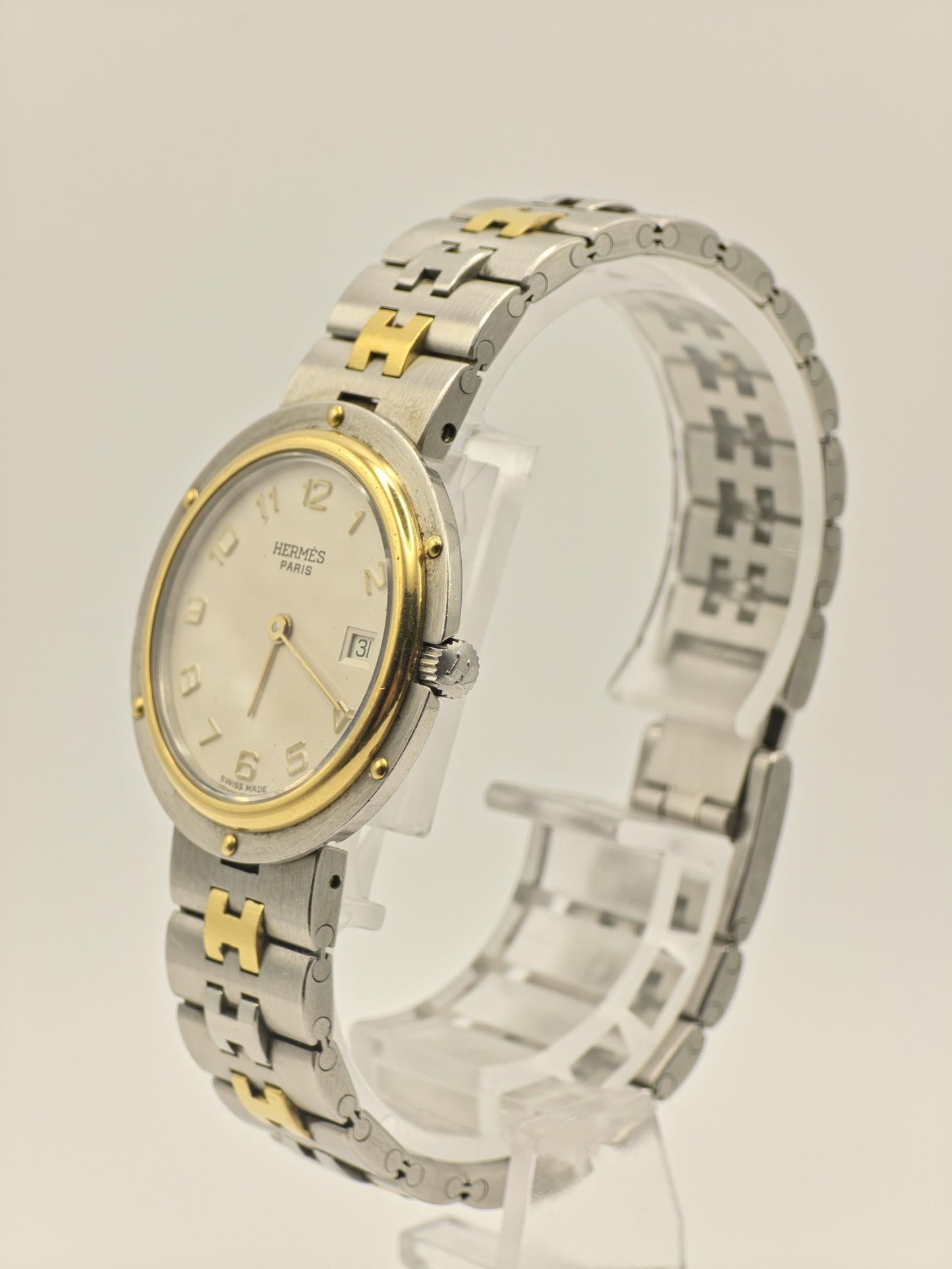 Hermes Paris 166381 Unisex Two-Tone Swiss Quartz Watch – Classic Luxury Design – Date Display