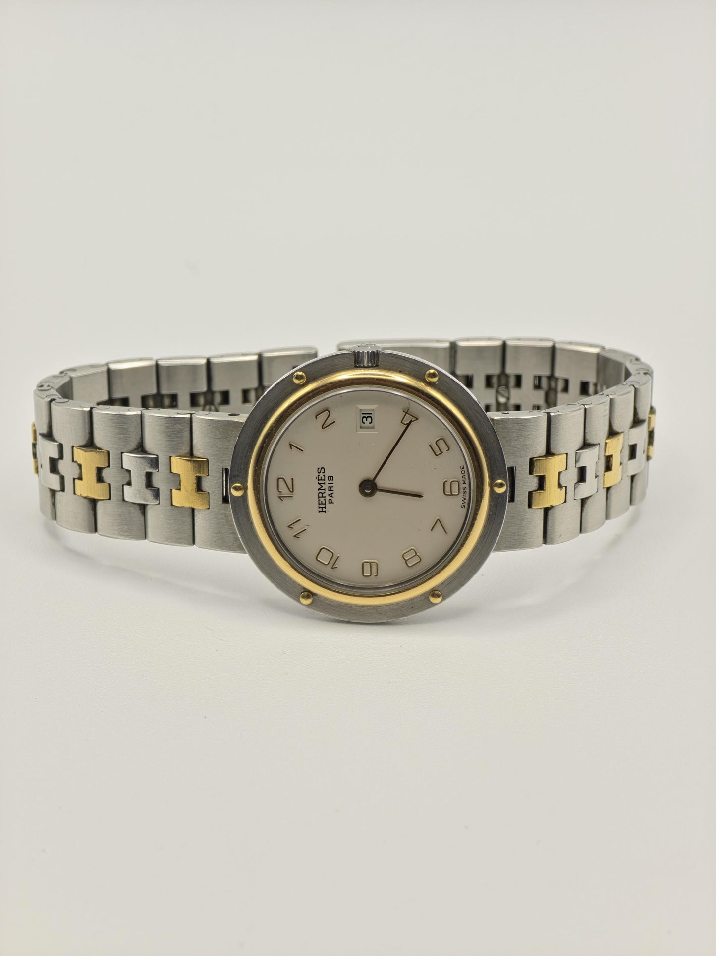 Hermes Paris 166381 Unisex Two-Tone Swiss Quartz Watch – Classic Luxury Design – Date Display