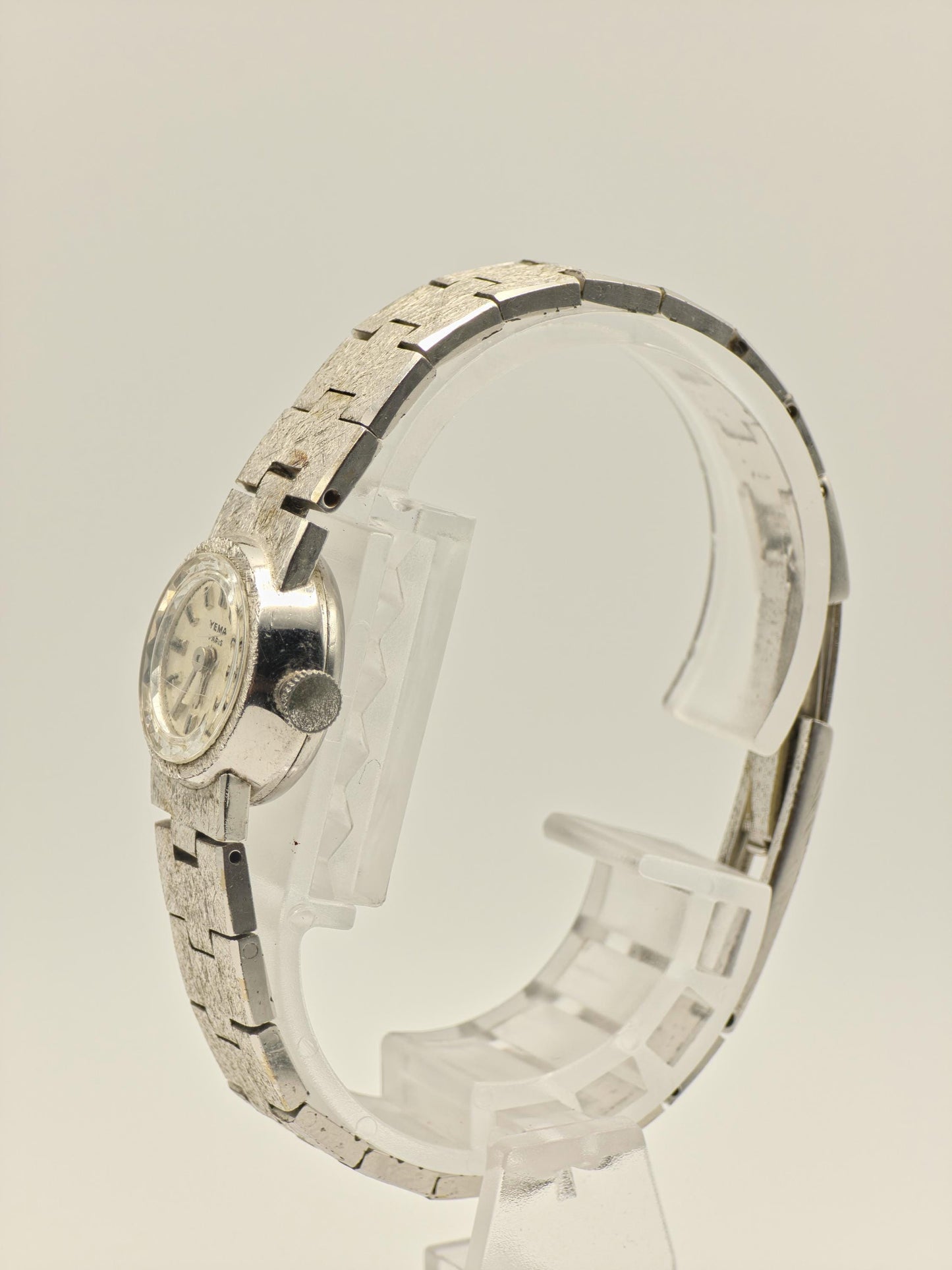 Yema Paris 746313 Ladies Vintage Silver-Tone Watch – Textured Bracelet – Classic French Design