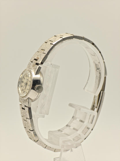 Yema Paris 746313 Ladies Vintage Silver-Tone Watch – Textured Bracelet – Classic French Design