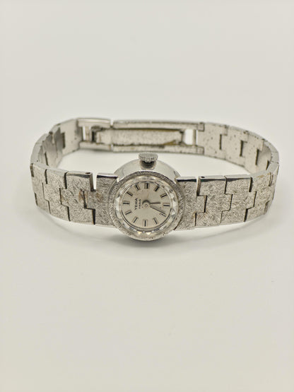 Yema Paris 746313 Ladies Vintage Silver-Tone Watch – Textured Bracelet – Classic French Design