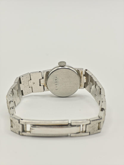 Yema Paris 746313 Ladies Vintage Silver-Tone Watch – Textured Bracelet – Classic French Design