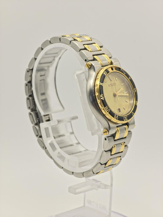 Gucci 9700L Two-Tone Ladies Watch – Gold Dial – Swiss Quartz – Date – Vintage Luxury