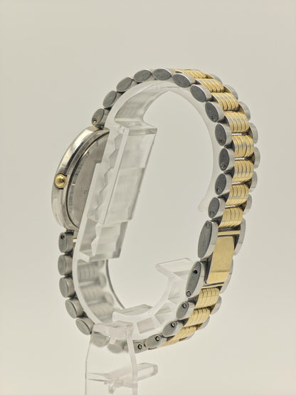 Aureole Vintage Unisex Watch – Gold & Silver Two-Tone – Swiss Quartz – Date Window – Classic Oval Design