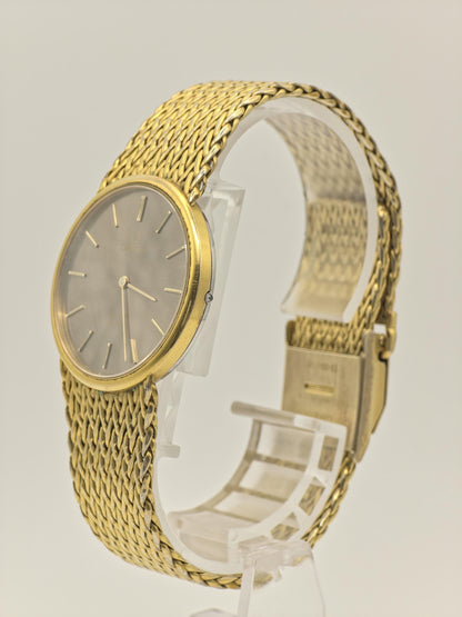 Omega De Ville 1365 Vintage Quartz – Gold-Tone Mesh Bracelet – Slim Minimalist Classic – Unisex Swiss Watch