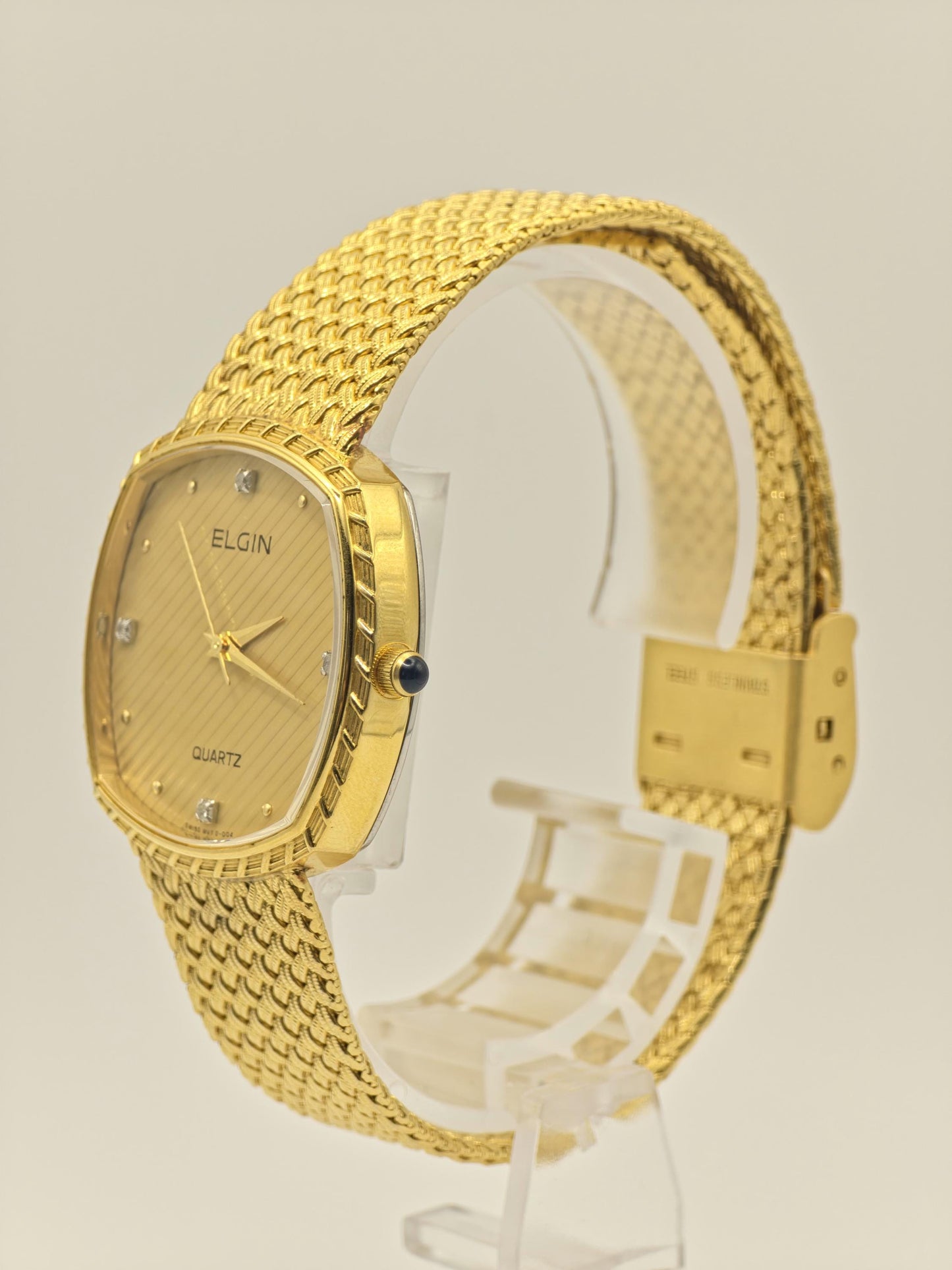 Vintage Elgin Swiss Men’s Watch – Gold-Tone Weave Bracelet
