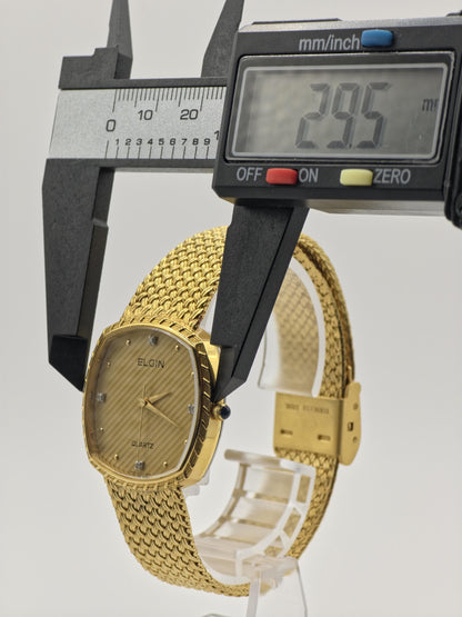 Vintage Elgin Swiss Men’s Watch – Gold-Tone Weave Bracelet