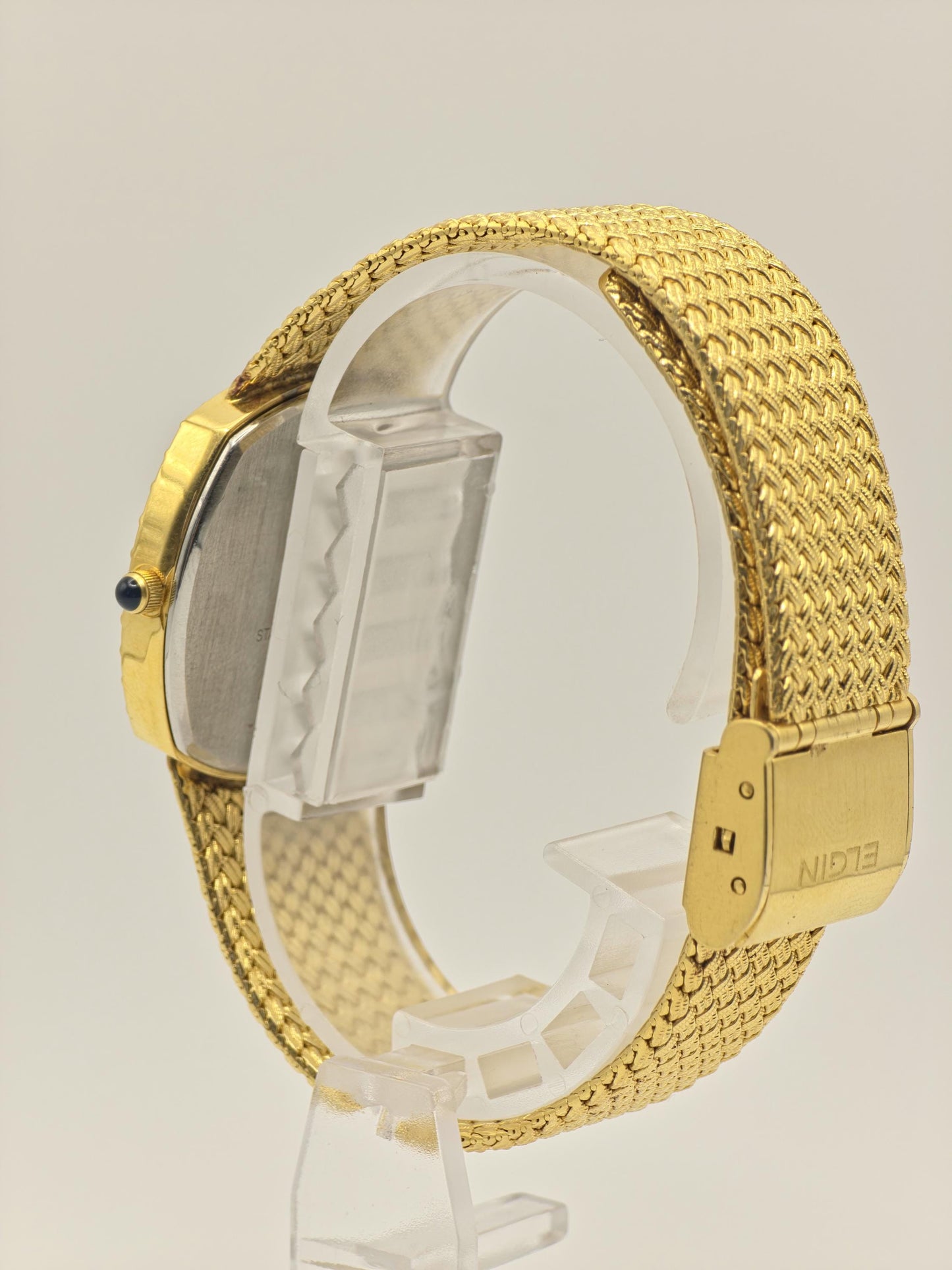 Vintage Elgin Swiss Men’s Watch – Gold-Tone Weave Bracelet