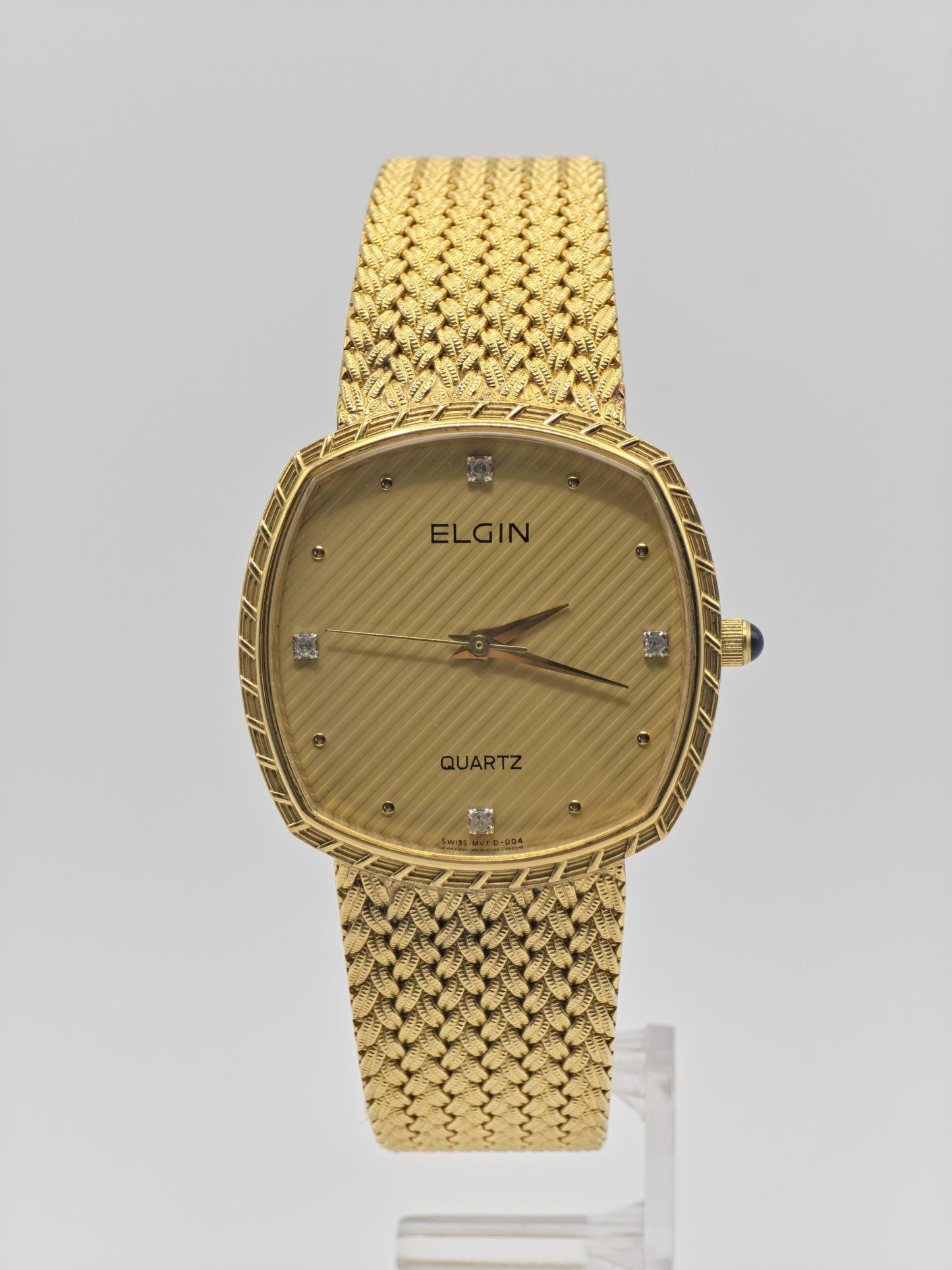 Vintage Elgin Swiss Men’s Watch – Gold-Tone Weave Bracelet
