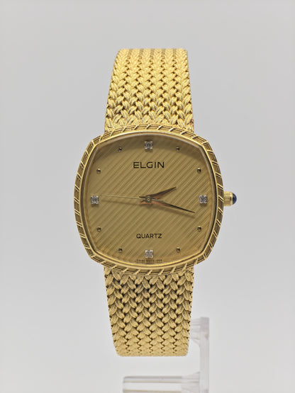 Vintage Elgin Swiss Men’s Watch – Gold-Tone Weave Bracelet