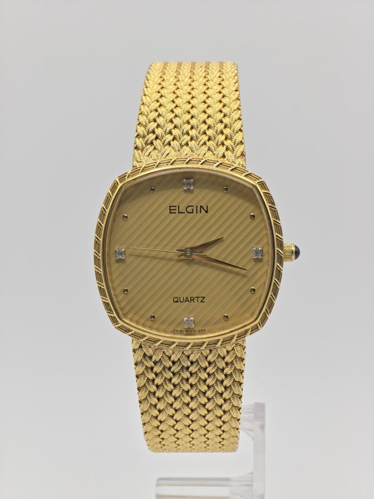 Vintage Elgin Swiss Men’s Watch – Gold-Tone Weave Bracelet