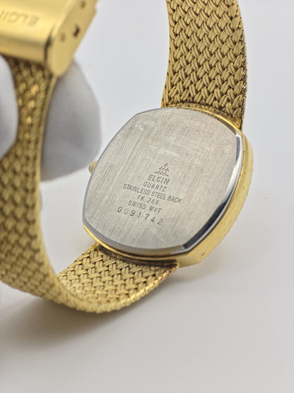 Vintage Elgin Swiss Men’s Watch – Gold-Tone Weave Bracelet