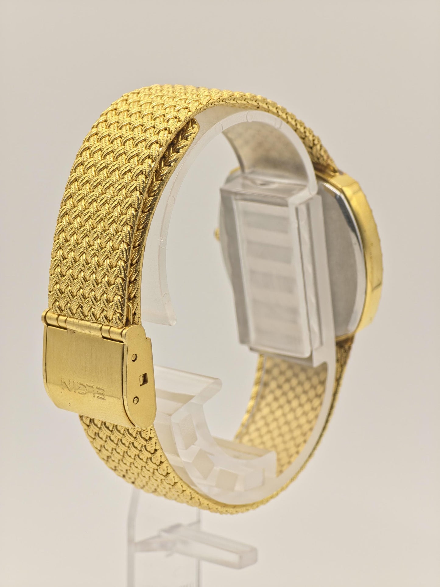 Vintage Elgin Swiss Men’s Watch – Gold-Tone Weave Bracelet