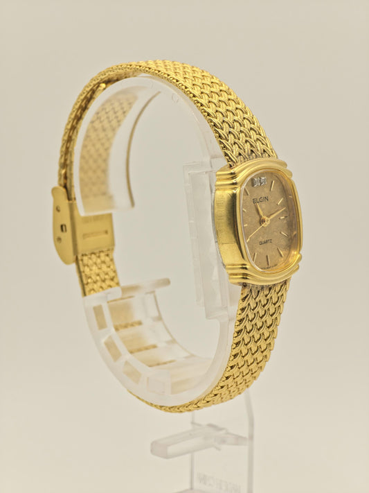 Vintage Elgin FK283 Quartz Gold Tone Unisex Watch Swiss Movement Classic Dial Japan - 1