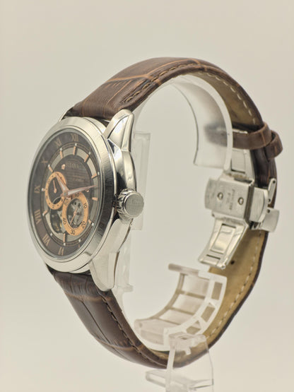 Bulova 96A120 Automatic Skeleton Watch Brown Dial Open Heart Leather Strap Japan Movt - 6