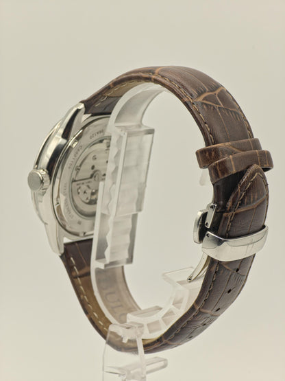 Bulova 96A120 Automatic Skeleton Watch Brown Dial Open Heart Leather Strap Japan Movt - 6