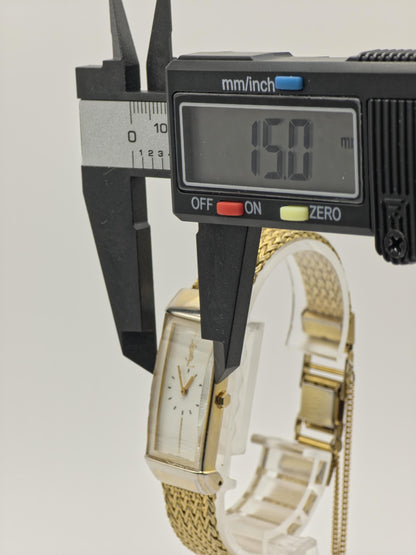 Vintage Yves Saint Laurent YSL Ladies Quartz Watch Gold Tone Rectangular Bracelet - 7
