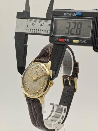 Vintage Omega Manual Wind Watch Gold Tone Patina Dial Classic Swiss Made Leather Strap - 8