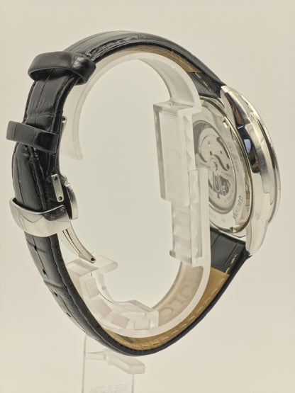 Bulova 96A135 Automatic Skeleton Watch Black Dial Roman Numerals Leather Strap Mens - 9