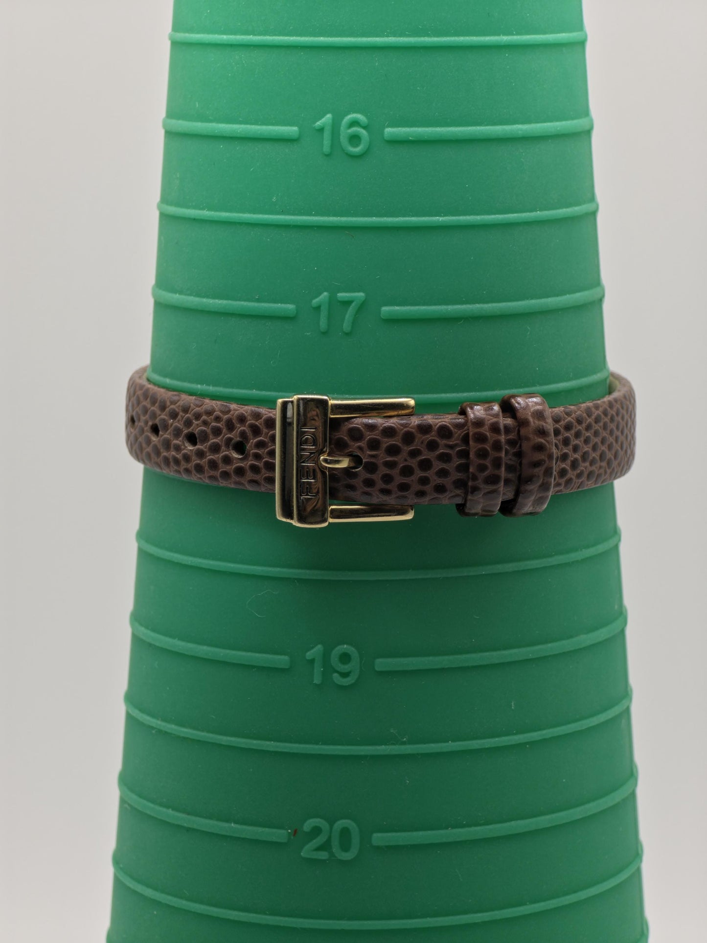 Vintage Fendi Ladies Quartz Watch Gold Tone Roman Dial Brown Leather Strap Swiss Made - 10