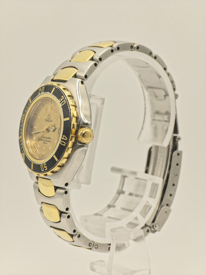 Vintage Omega Seamaster Two Tone Quartz Watch Date Swiss Made Women Diver Style - 14