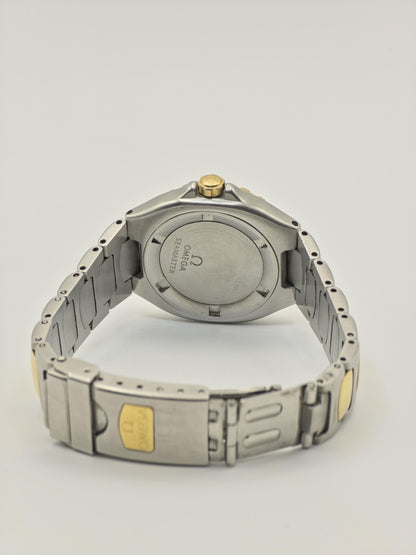 Vintage Omega Seamaster Two Tone Quartz Watch Date Swiss Made Women Diver Style - 14