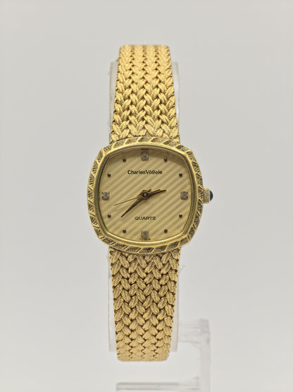 Vintage Charles Vögele Quartz Ladies Watch Gold Tone Swiss Style Elegant Bracelet - 17
