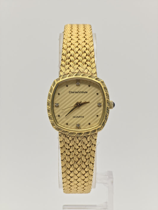 Vintage Charles Vögele Quartz Ladies Watch Gold Tone Swiss Style Elegant Bracelet - 17