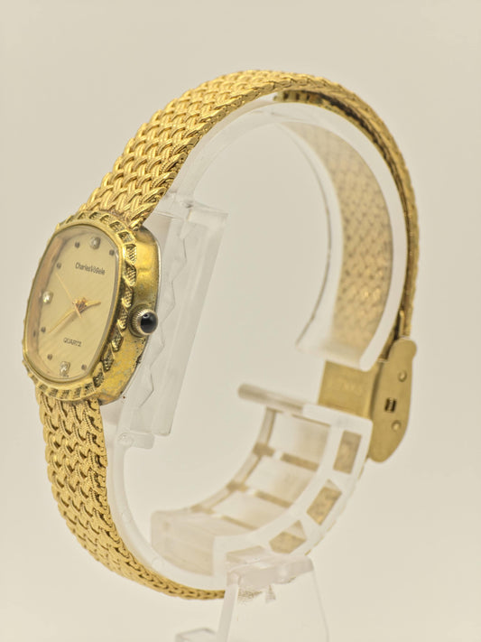 Vintage Charles Vögele Quartz Ladies Watch Gold Tone Swiss Style Elegant Bracelet - 17