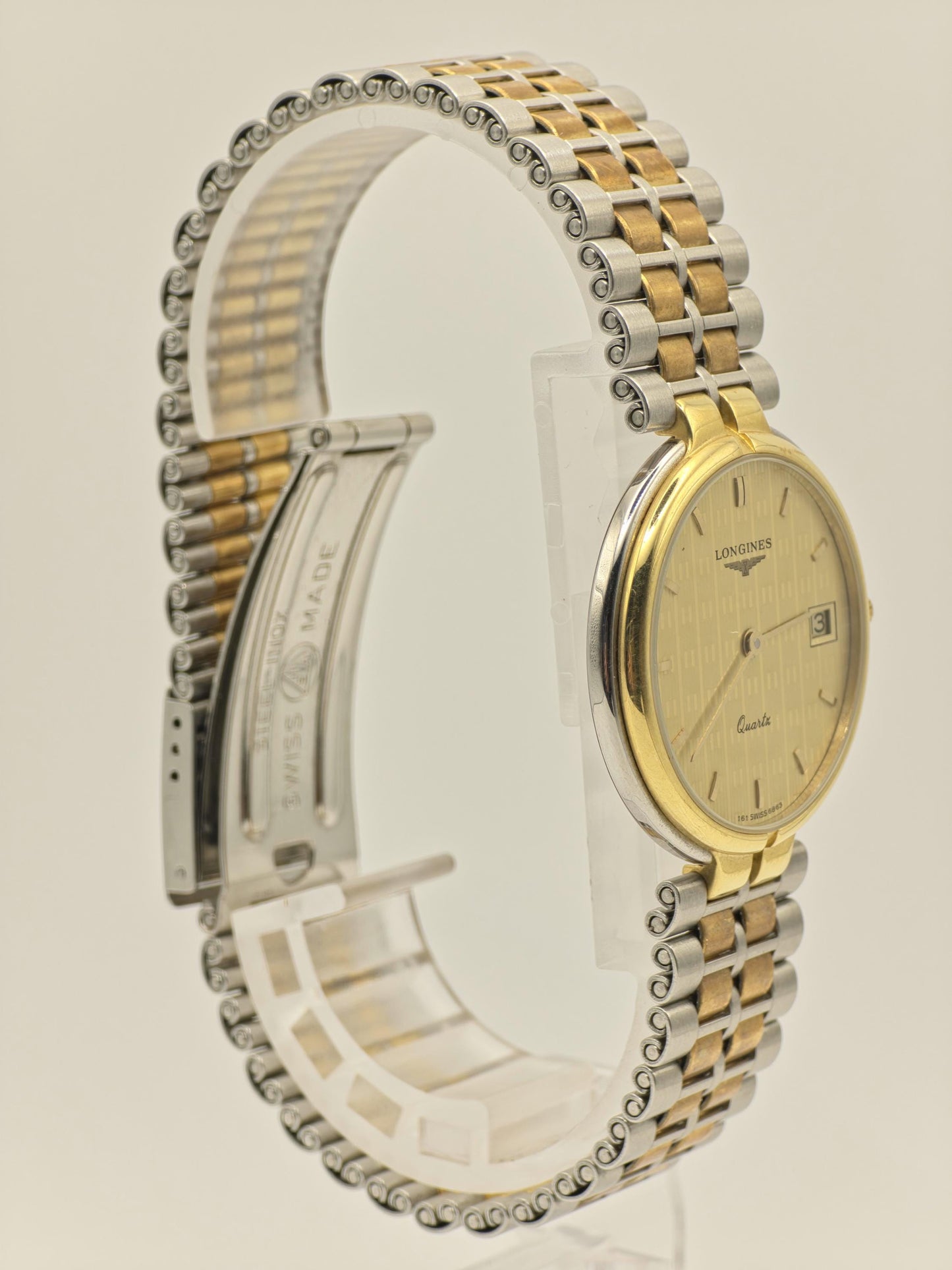 Vintage Longines Quartz Two Tone Watch Swiss Made Date Classic Unisex Bracelet - 18