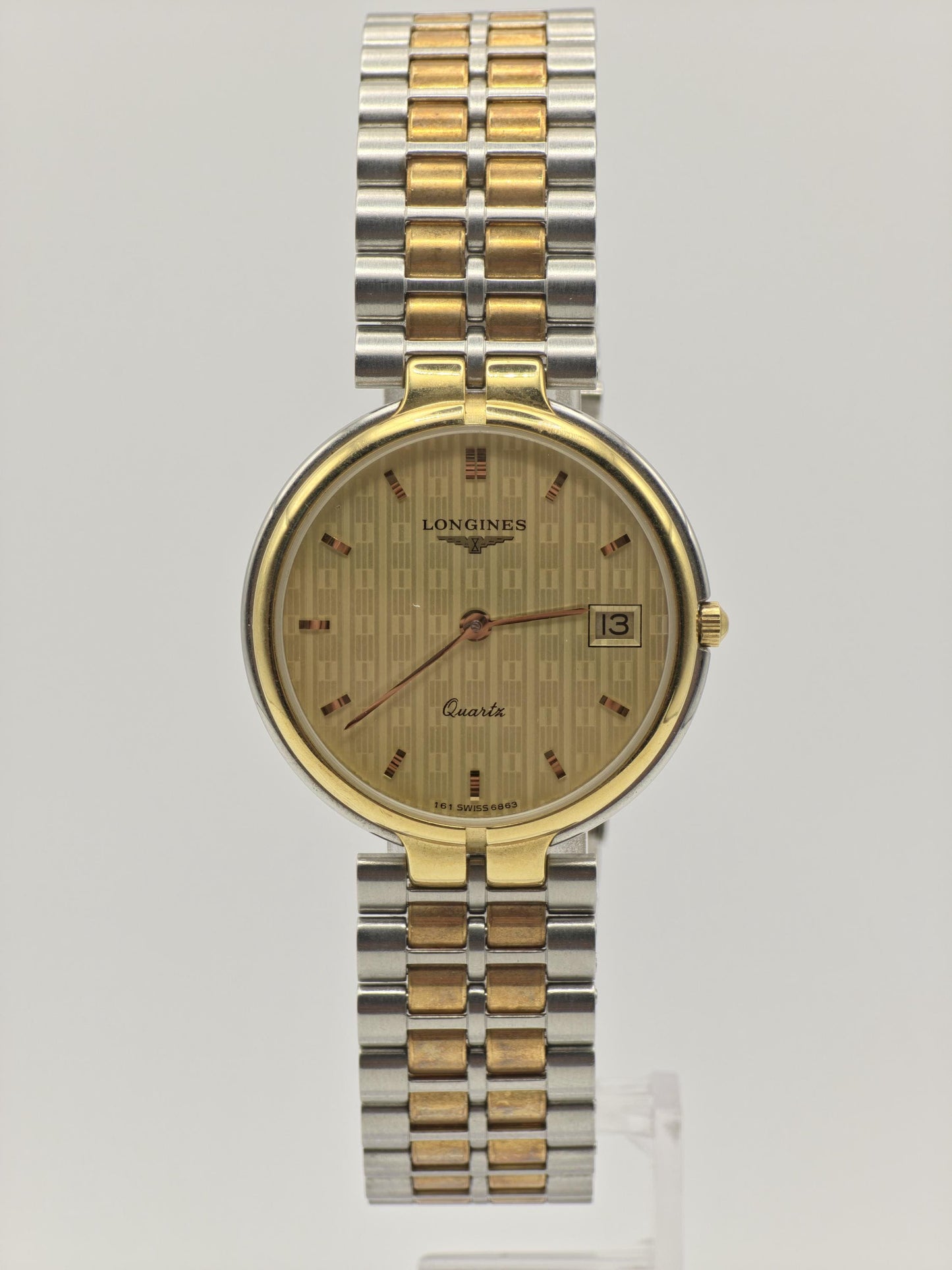 Vintage Longines Quartz Two Tone Watch Swiss Made Date Classic Unisex Bracelet - 18