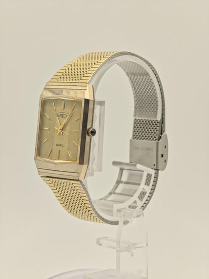 Vintage Aureole SW-E206 Quartz Men’s Watch Gold Tone Square Case Swiss Made Classic Dress Watch | - 27