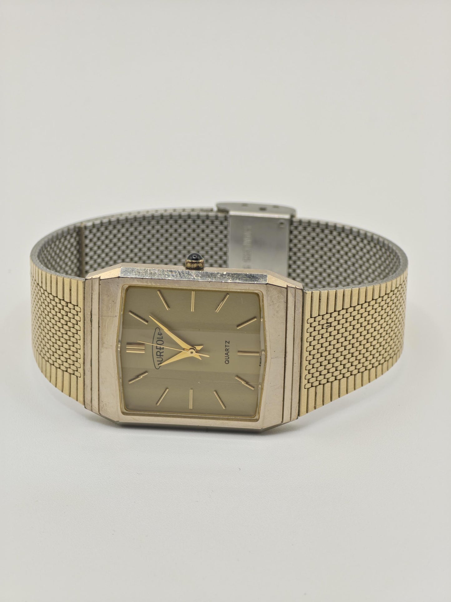 Vintage Aureole SW-E206 Quartz Men’s Watch Gold Tone Square Case Swiss Made Classic Dress Watch | - 27