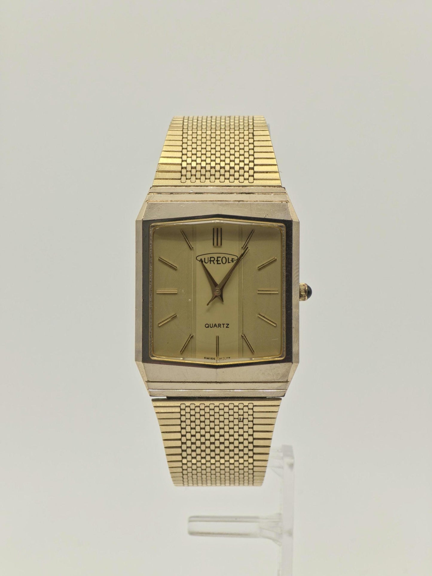 Vintage Aureole SW-E206 Quartz Men’s Watch Gold Tone Square Case Swiss Made Classic Dress Watch | - 27