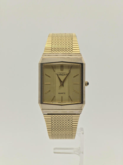 Vintage Aureole SW-E206 Quartz Men’s Watch Gold Tone Square Case Swiss Made Classic Dress Watch | - 27