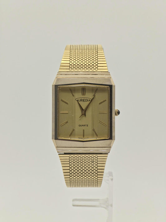 Vintage Aureole SW-E206 Quartz Men’s Watch Gold Tone Square Case Swiss Made Classic Dress Watch | - 27