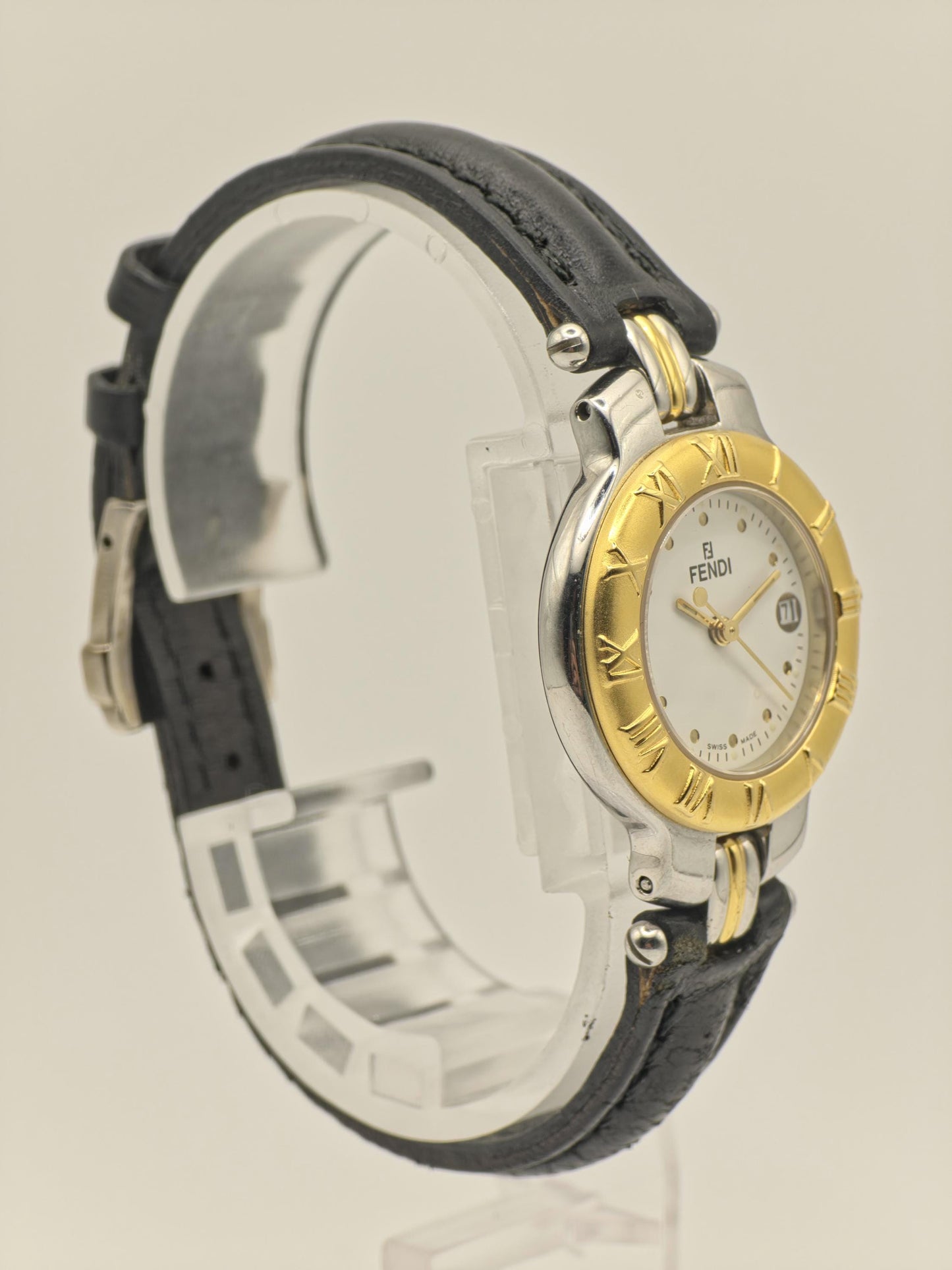 Fendi 900L Swiss Made Women’s Quartz Watch Gold Bezel White Dial Leather Strap | - 30