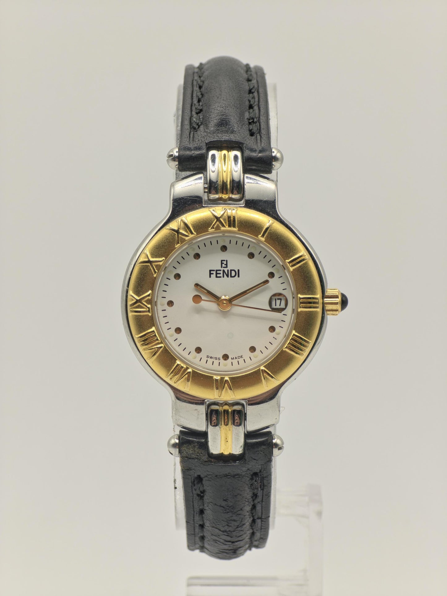 Fendi 900L Swiss Made Women’s Quartz Watch Gold Bezel White Dial Leather Strap | - 30