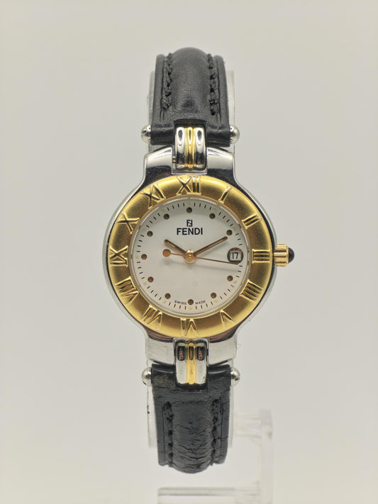 Fendi 900L Swiss Made Women’s Quartz Watch Gold Bezel White Dial Leather Strap | - 30