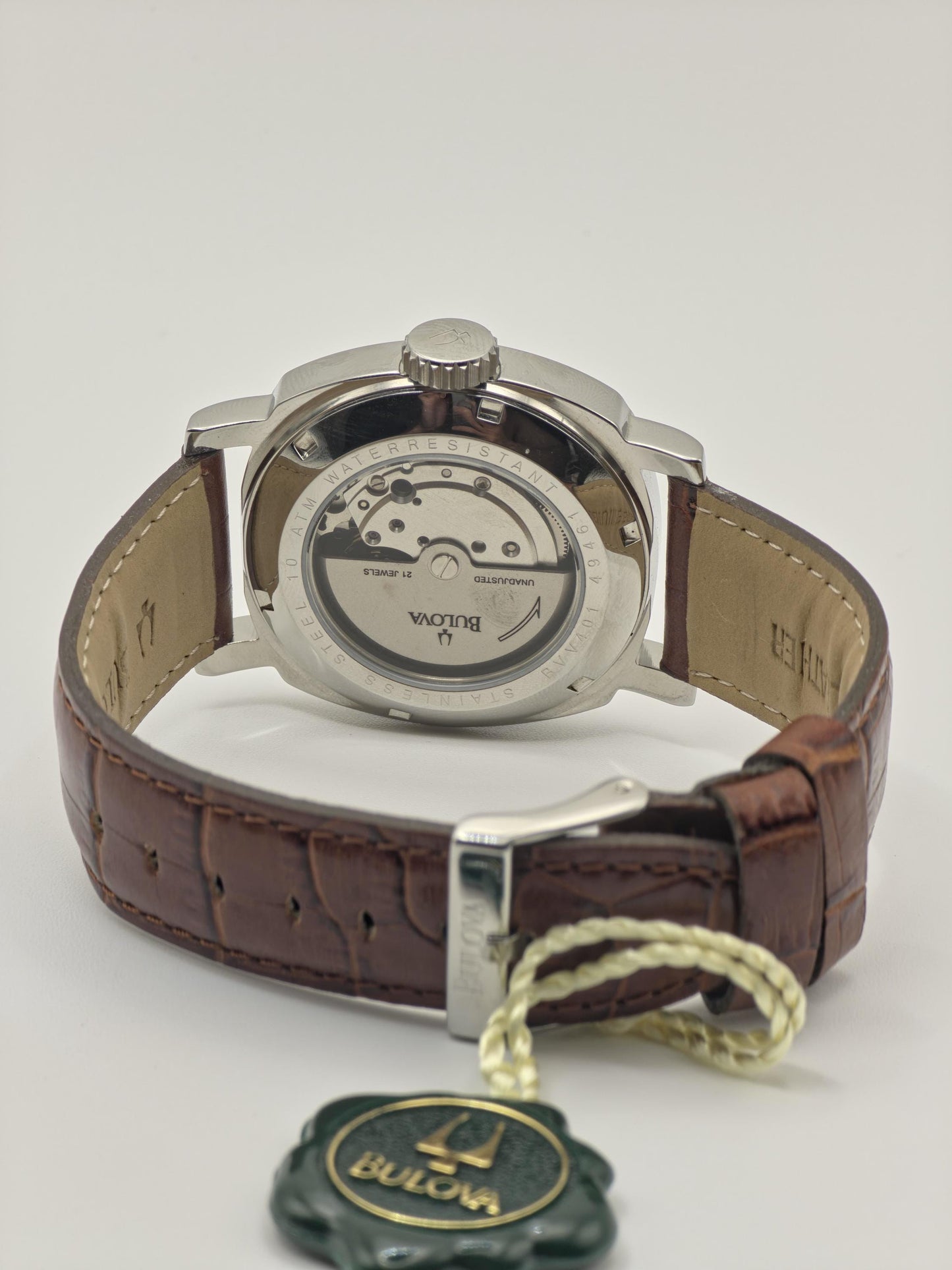 Bulova BVV401 Automatic Men’s Watch 21 Jewels 10 ATM White Dial Brown Leather Strap 49461 | - 31