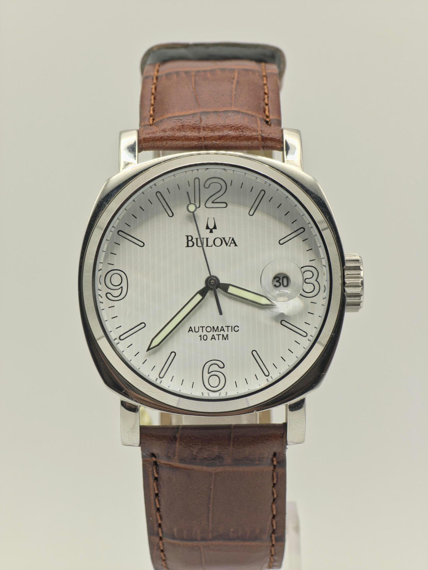 Bulova BVV401 Automatic Men’s Watch 21 Jewels 10 ATM White Dial Brown Leather Strap 49461 | - 31