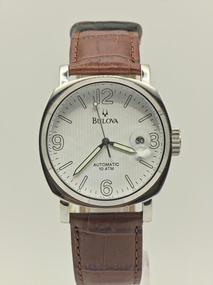 Bulova BVV401 Automatic Men’s Watch 21 Jewels 10 ATM White Dial Brown Leather Strap 49461 | - 31