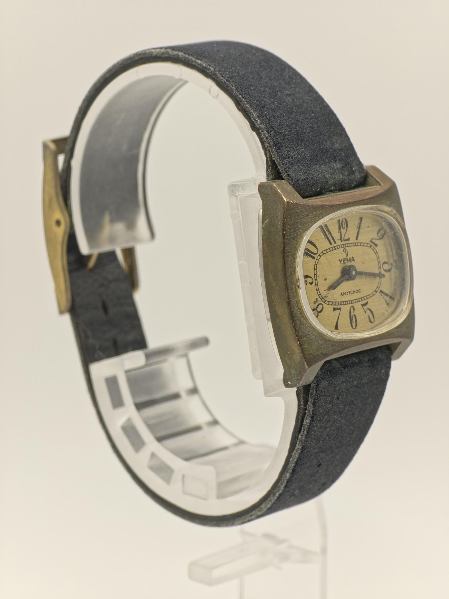 Vintage Yema Antichoc Women’s Watch Gold Tone Case Manual Wind Leather Strap | - 37
