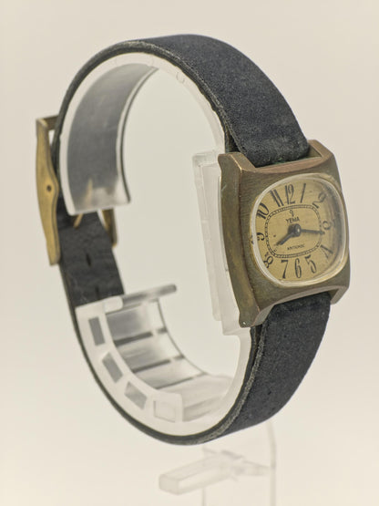 Vintage Yema Antichoc Women’s Watch Gold Tone Case Manual Wind Leather Strap | - 37