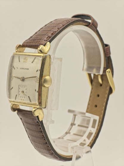Longines Vintage Mechanical Watch Small Seconds Gold Tone Case Brown Leather Strap Men | - 45
