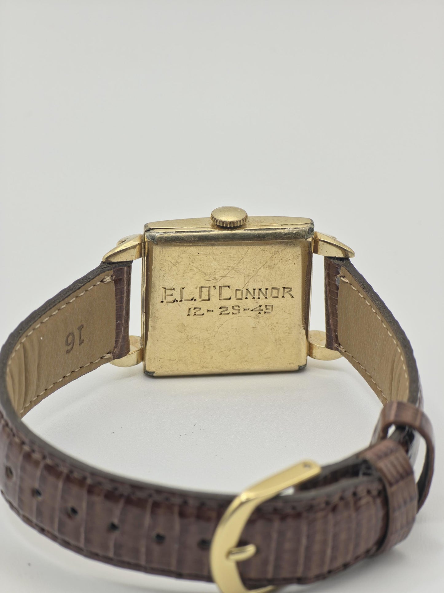 Longines Vintage Mechanical Watch Small Seconds Gold Tone Case Brown Leather Strap Men | - 45