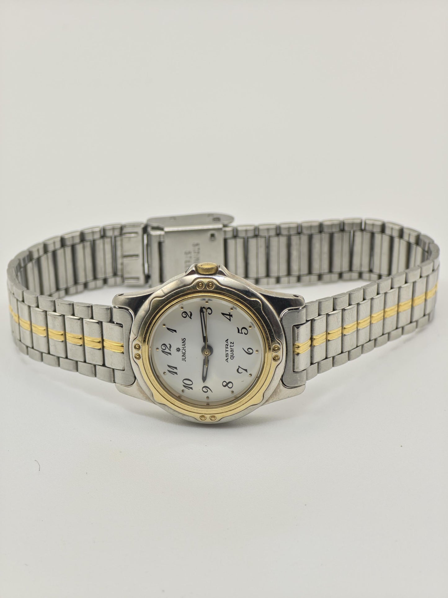 Junghans Astra Quartz Watch Ref. 218205 Two-Tone Stainless Steel Bracelet Women Vintage | - 53