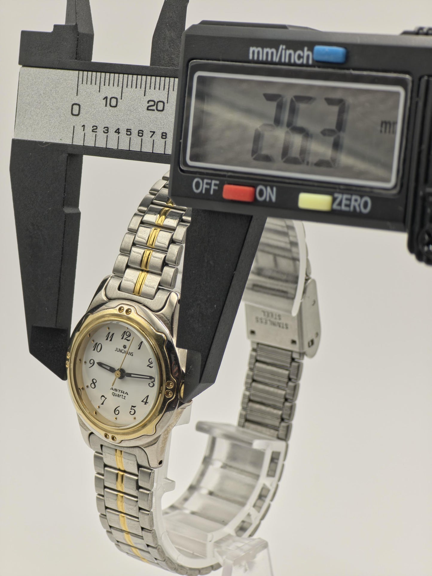 Junghans Astra Quartz Watch Ref. 218205 Two-Tone Stainless Steel Bracelet Women Vintage | - 53
