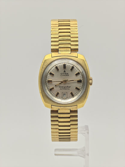 Cyma Navystar Automatic Watch by Synchron Gold Tone Expansion Bracelet Women Vintage | - 54
